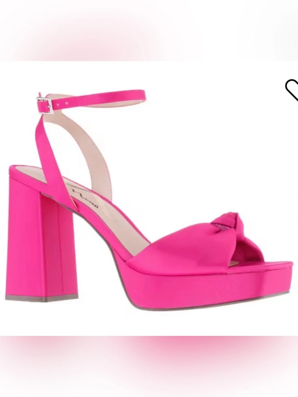 Nina Hot Pink Knot Platform Block Heel Sandals (9.5-10)